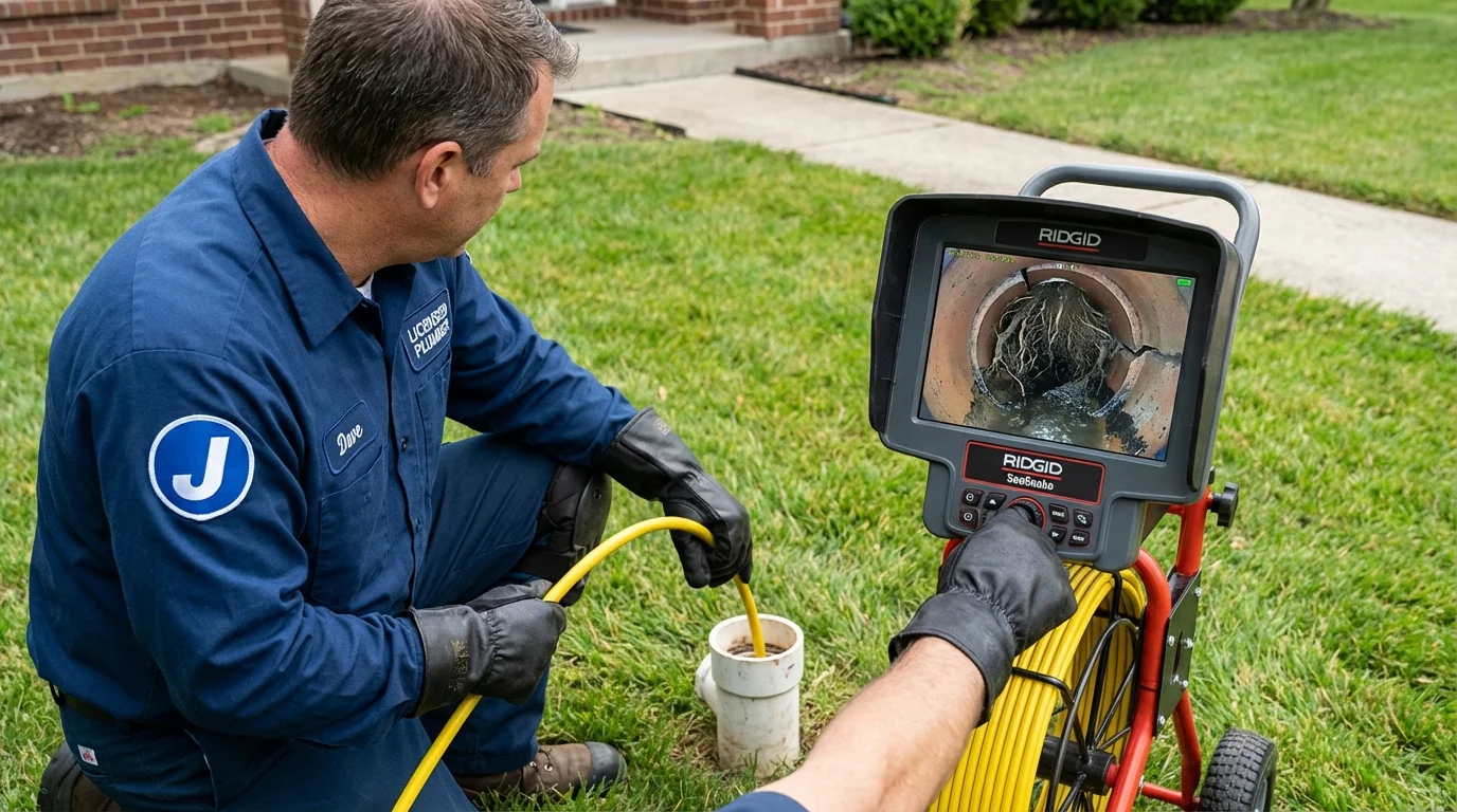 Sewer camera inspection being performed by Johns Plumbing LLC in Manson